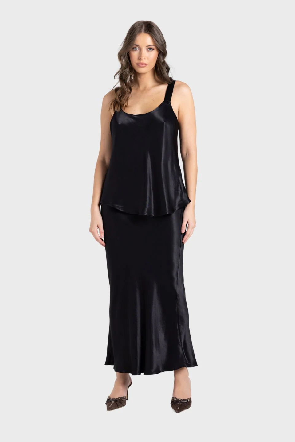 Two T's | Satin Cami | Black
