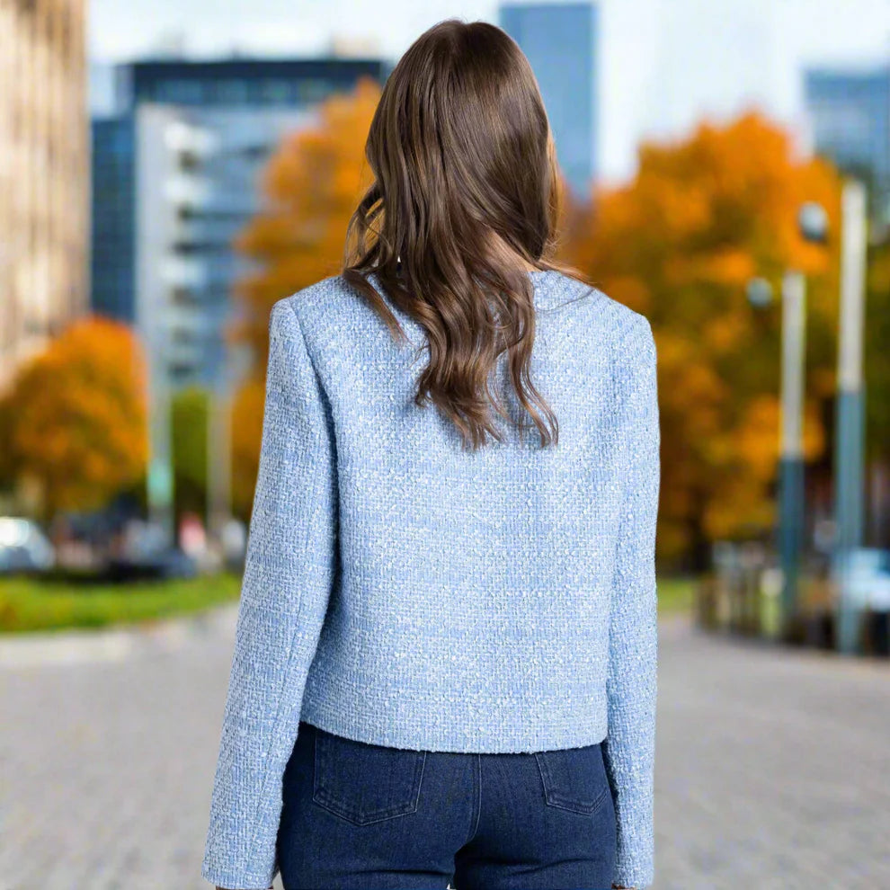 Two T's | Crop Boucle Jacket | Powder Blue