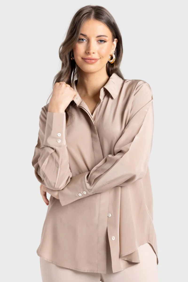 Two T's | Silk Shirt | Almond