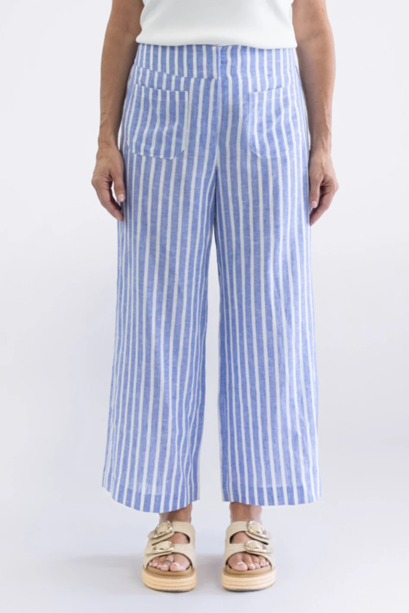 Two T's | Amelia Stripe Wide Leg Pants | Cornflower/White