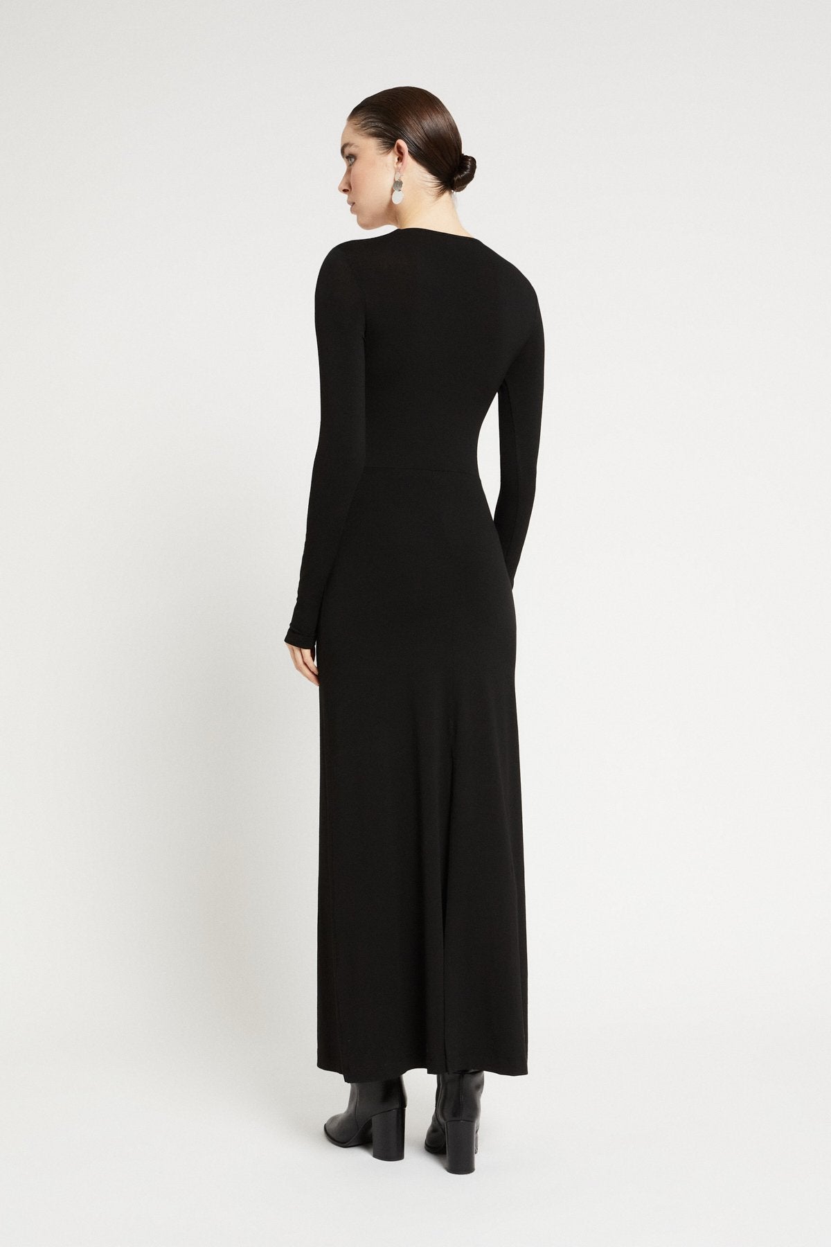 Ottod'Ame | Long Dress with Tie Detail | Black