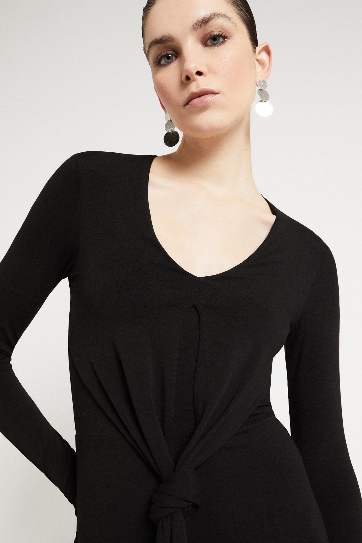 Ottod'Ame | Long Dress with Tie Detail | Black