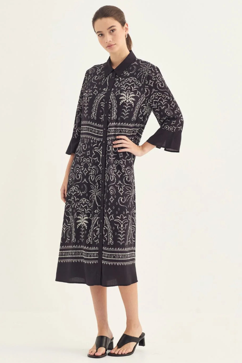 Verge | Ohara Dress | Navy Print