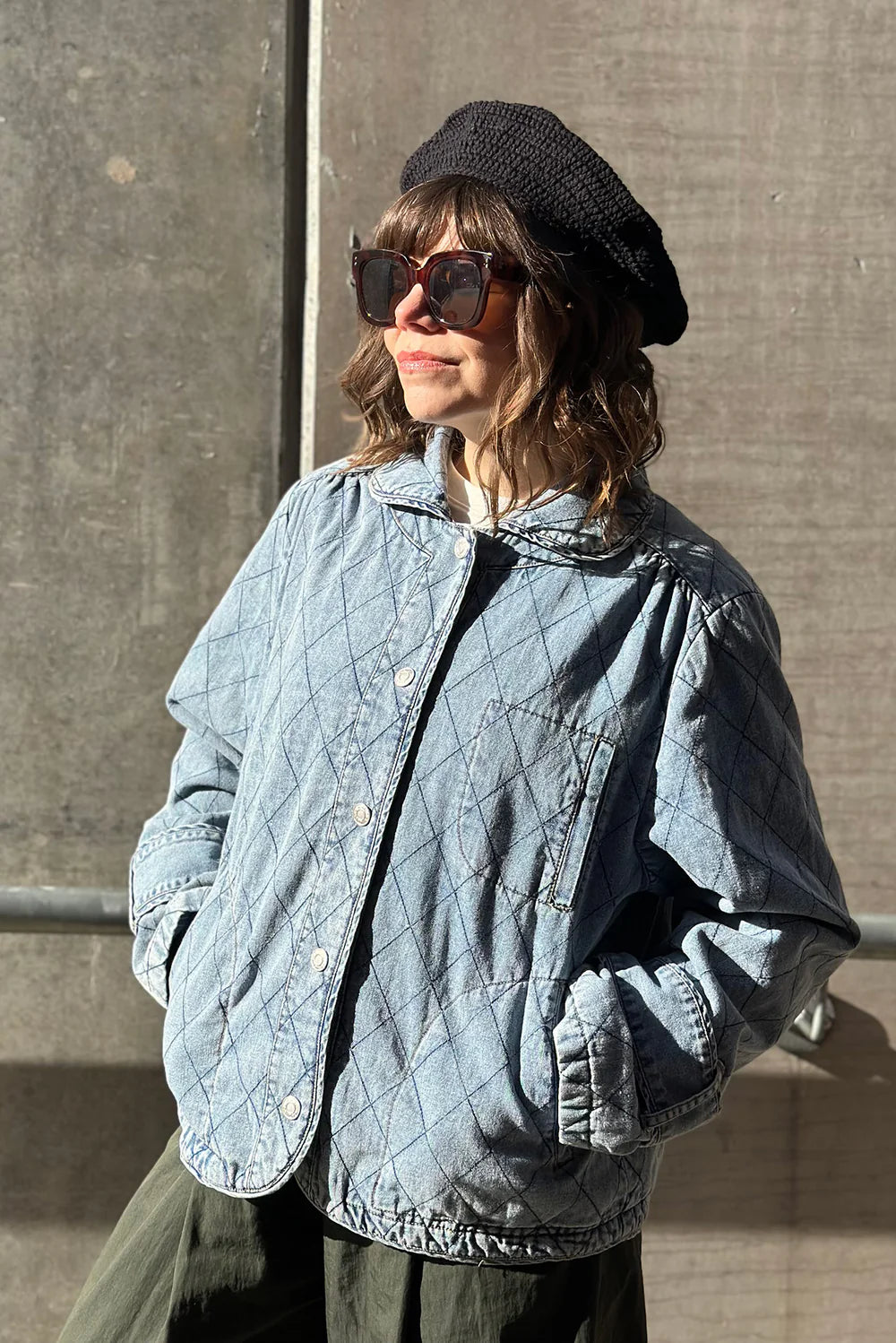 Lolly's Laundry | Viola Quilted Jacket | Washed Denim