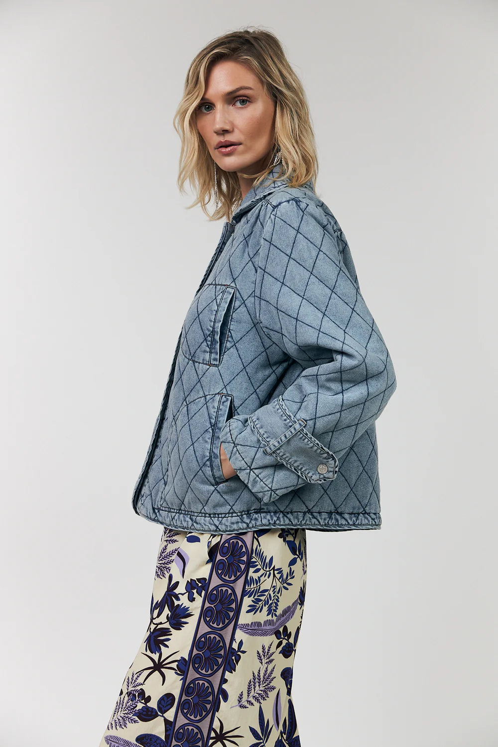 Lolly's Laundry | Viola Quilted Jacket | Washed Denim