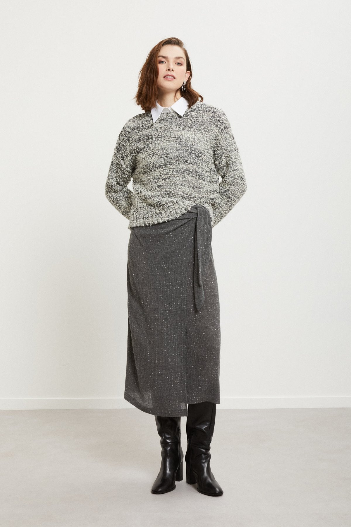 Ottod'Ame | Wool Sweater | Black/Grey/Silver