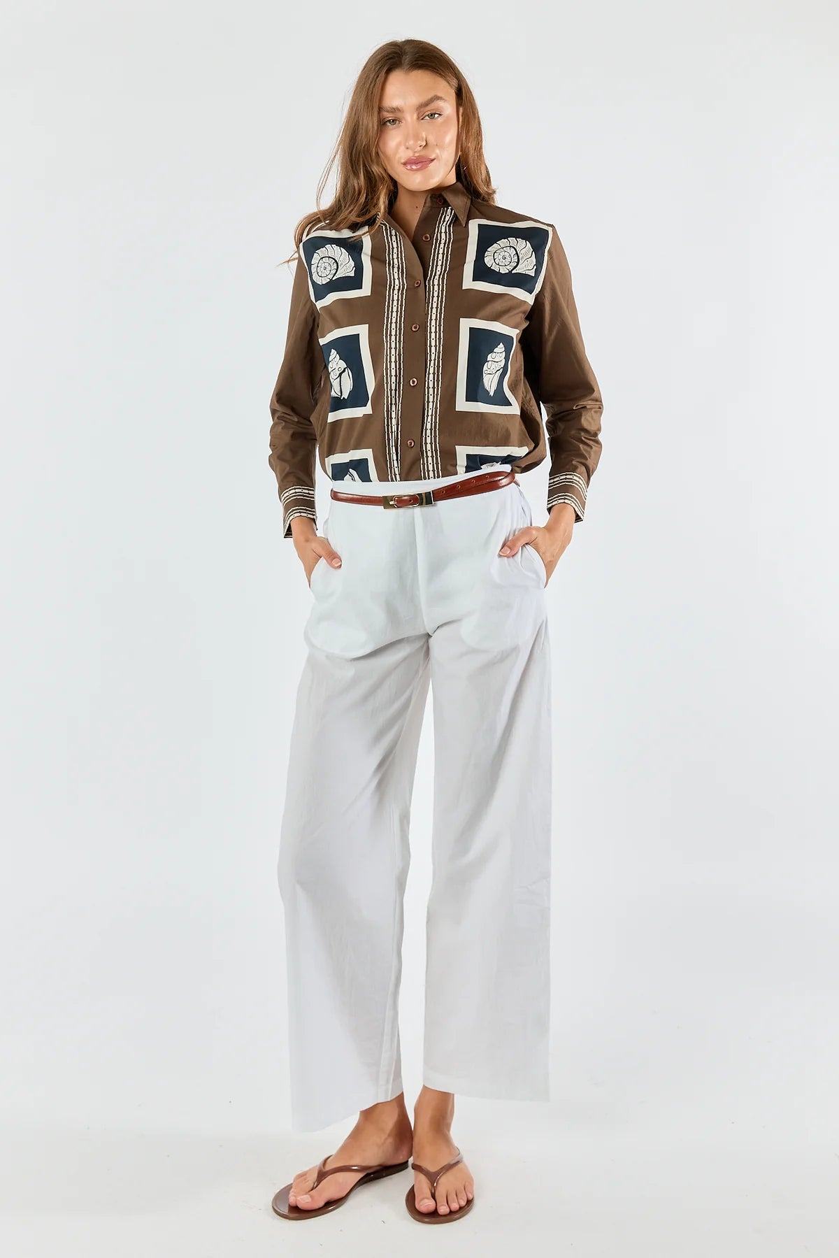 Itami | Seashell Printed Shirt | Brown