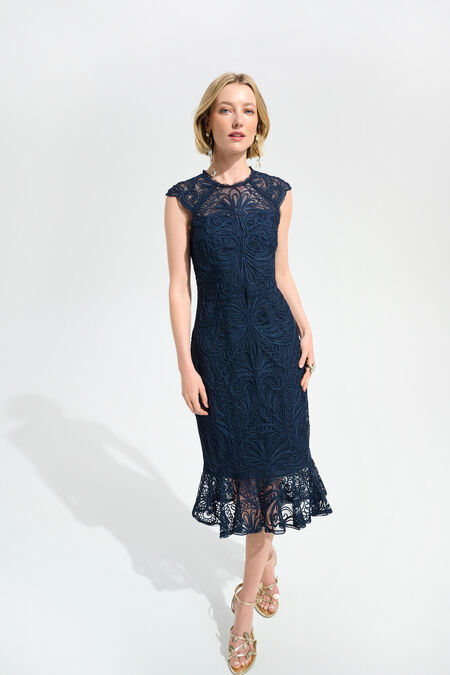 Joseph Ribkoff I Lace Knee Length Dress I Navy