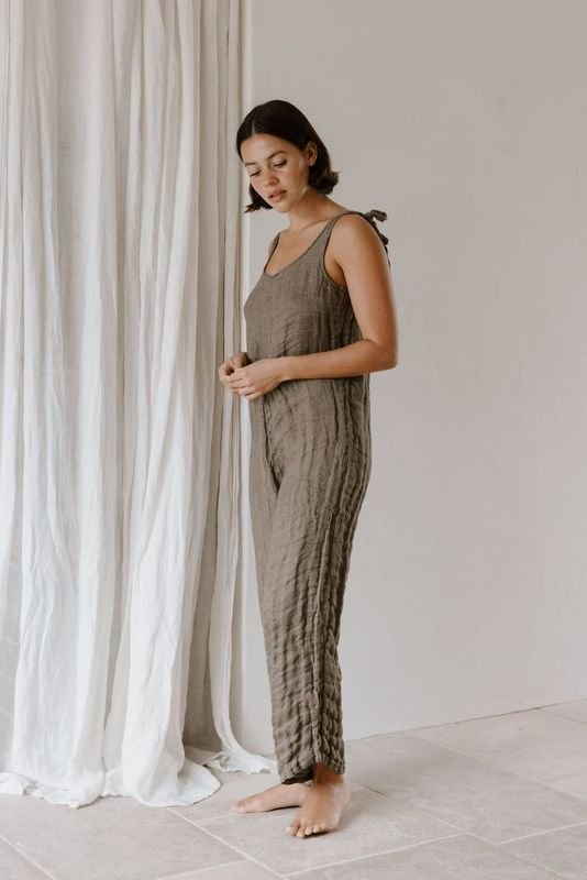 Georgie A | Jumpsuit with Shoulder Tie | Earth