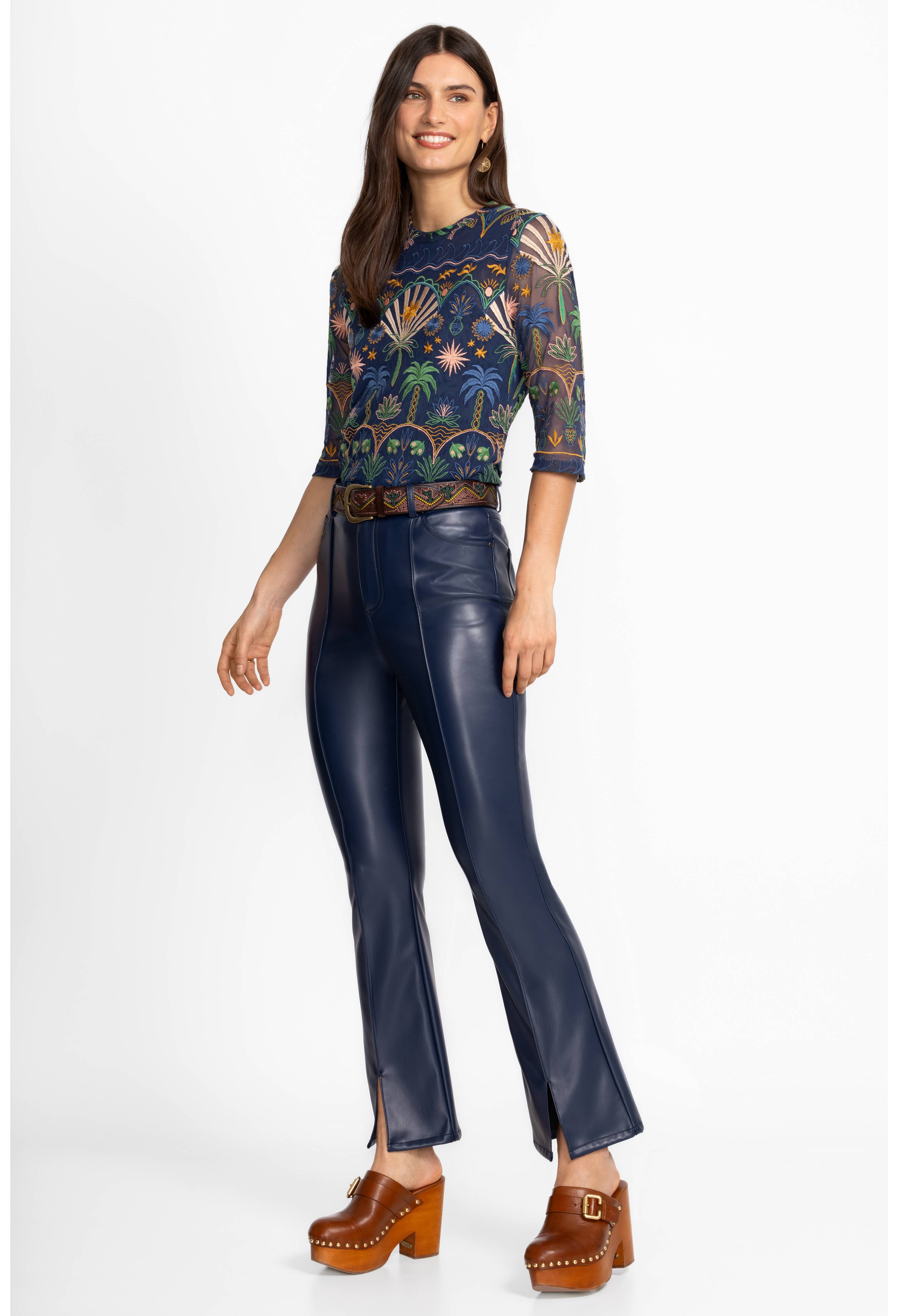 Johnny Was | Slit Flare Vegan Leather Pant | Addy