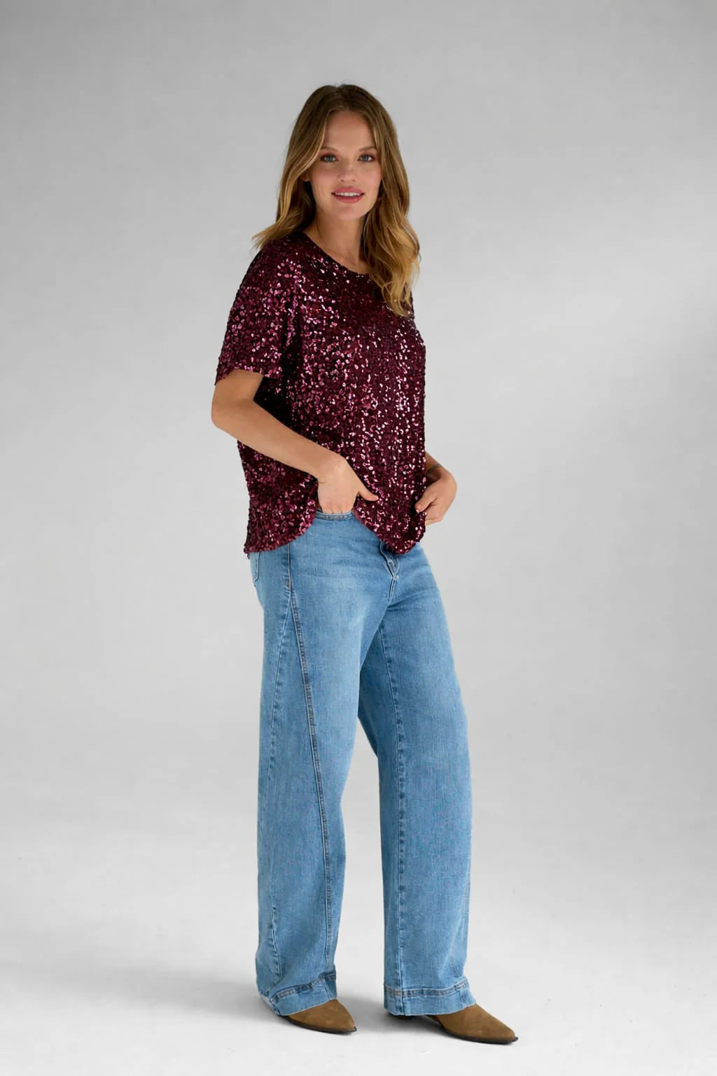 Miss Goodlife I Sequin Shirt Pailette I Bordeaux