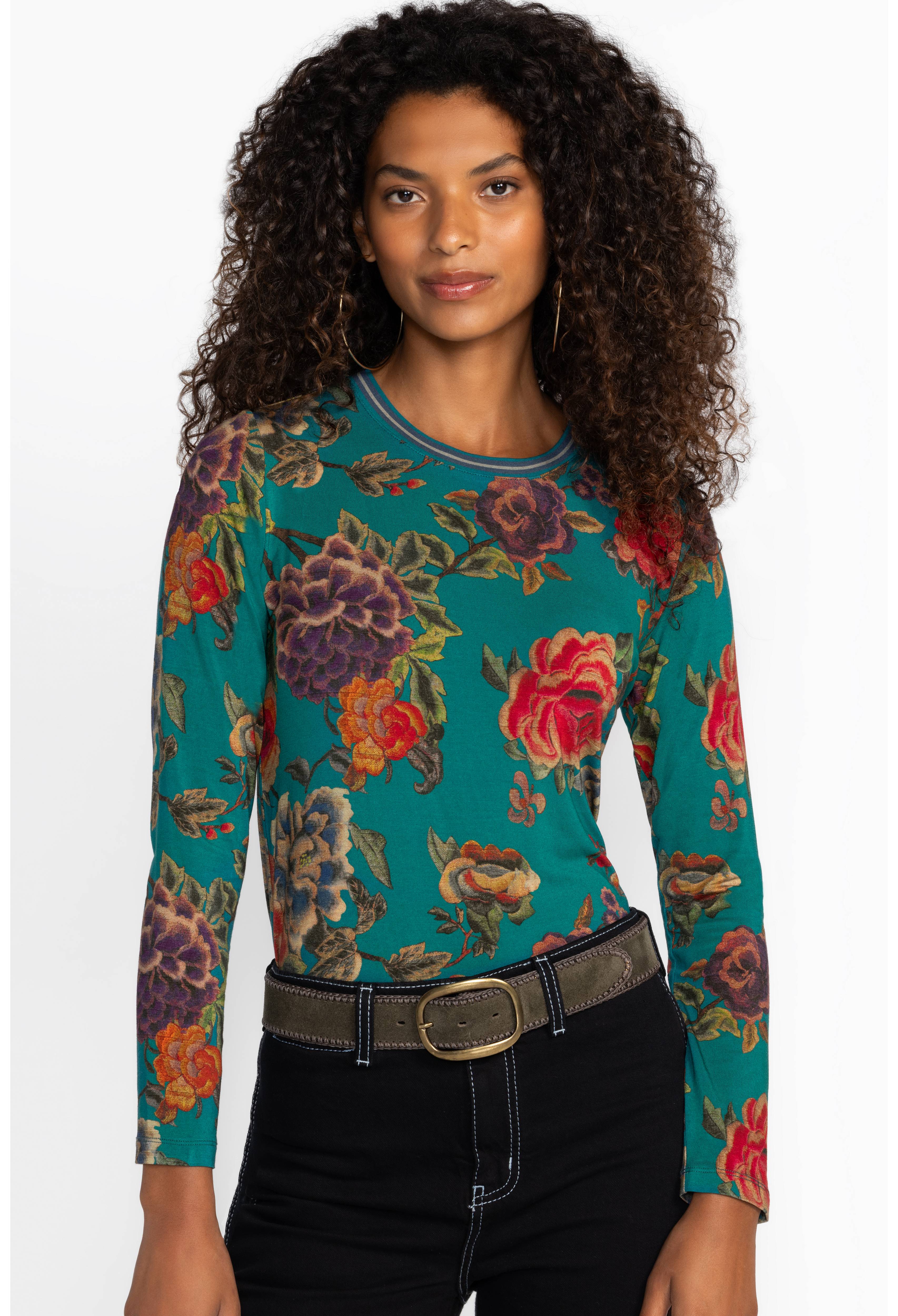 Johnny Was | The Janie Favourite Long Sleeve Crew Neck Top | Zinnia Meadow