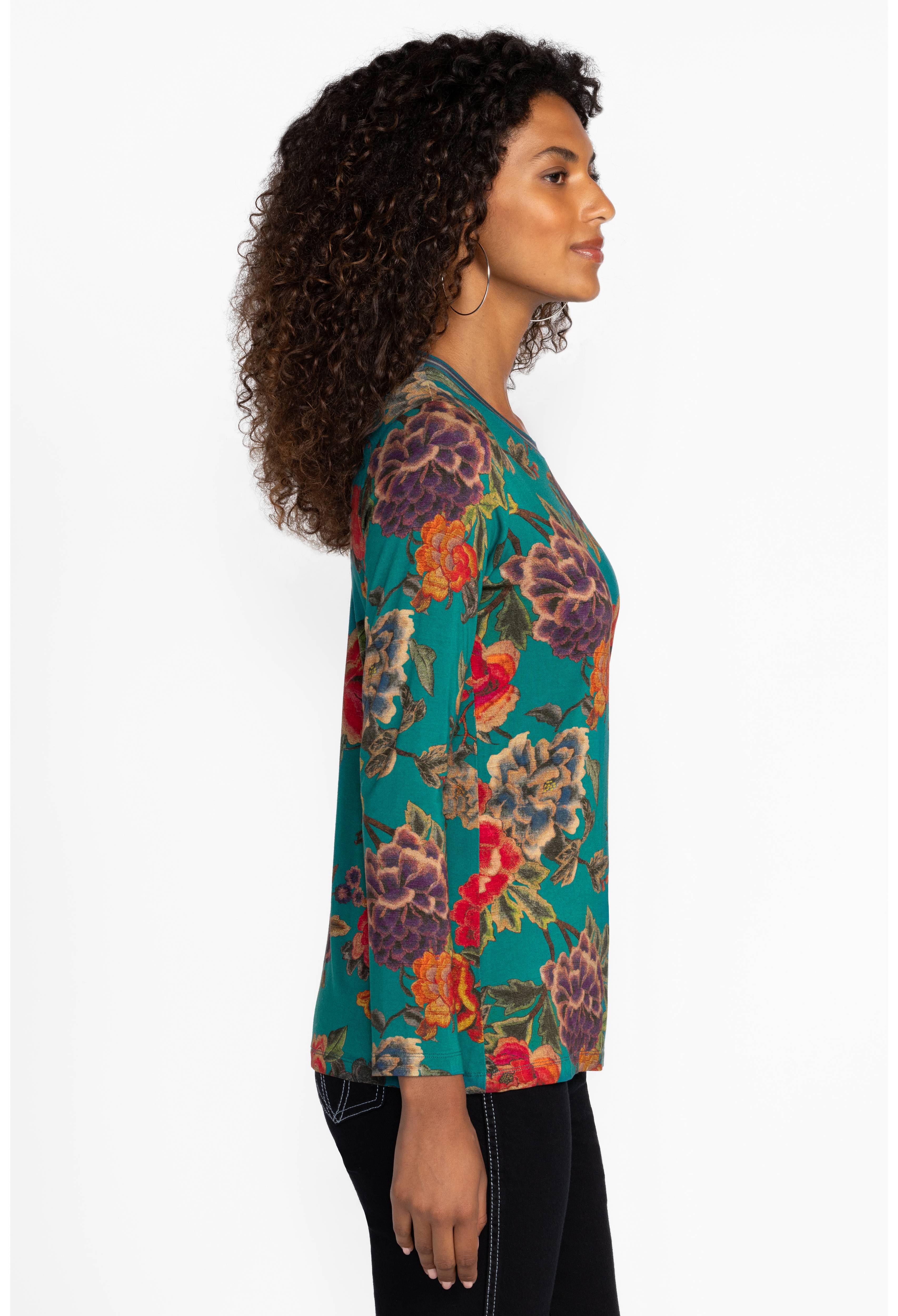 Johnny Was | The Janie Favourite Long Sleeve Crew Neck Top | Zinnia Meadow
