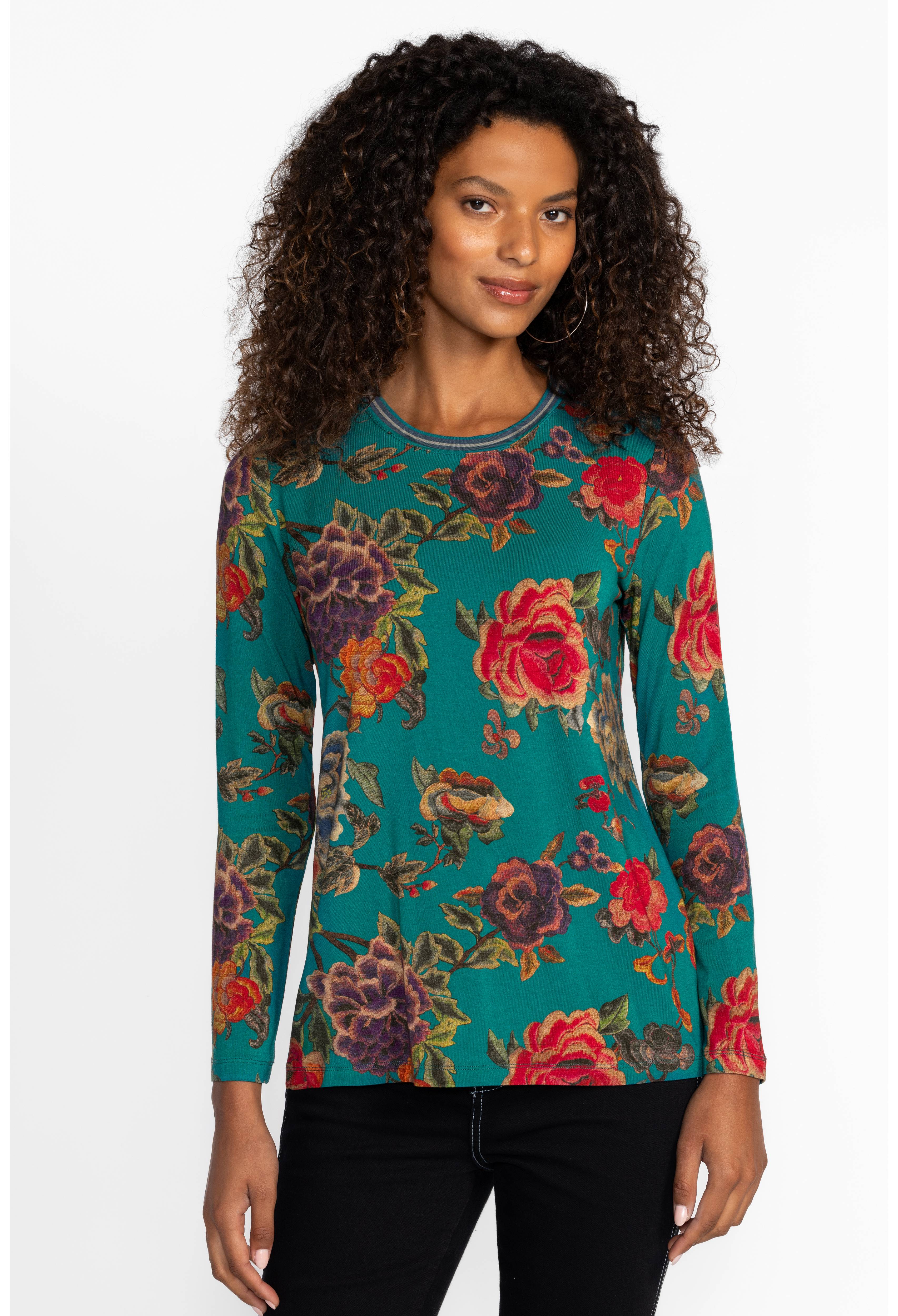 Johnny Was | The Janie Favourite Long Sleeve Crew Neck Top | Zinnia Meadow