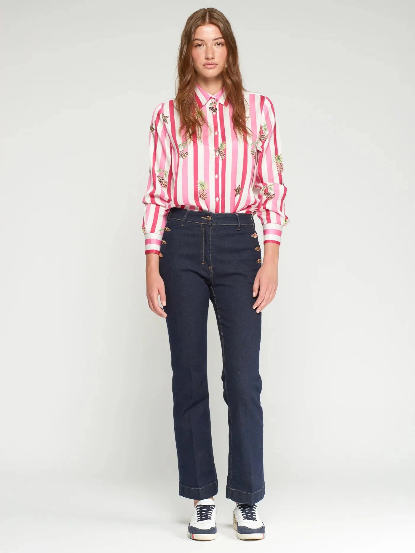 Vilagallo | Isa Cherries Print Shirt | Multi Pink/White