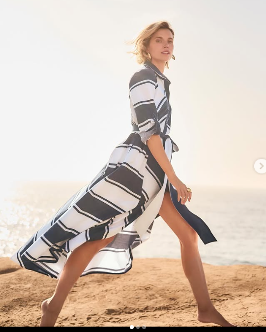 Joseph Ribkoff | Cotton Flare Stripe Dress | Navy/White