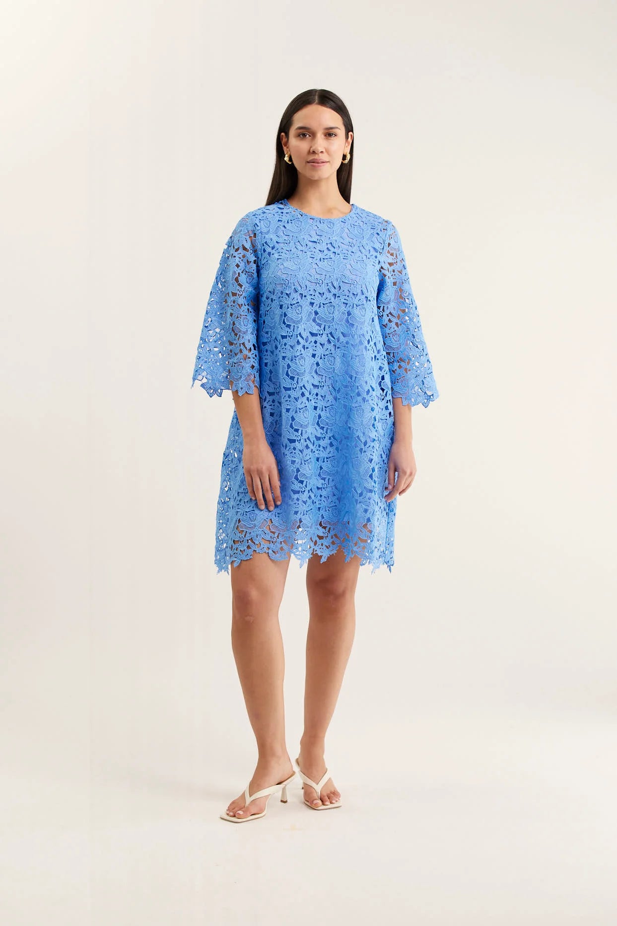 Alessandra | Claire Lace Dress | Cornflower