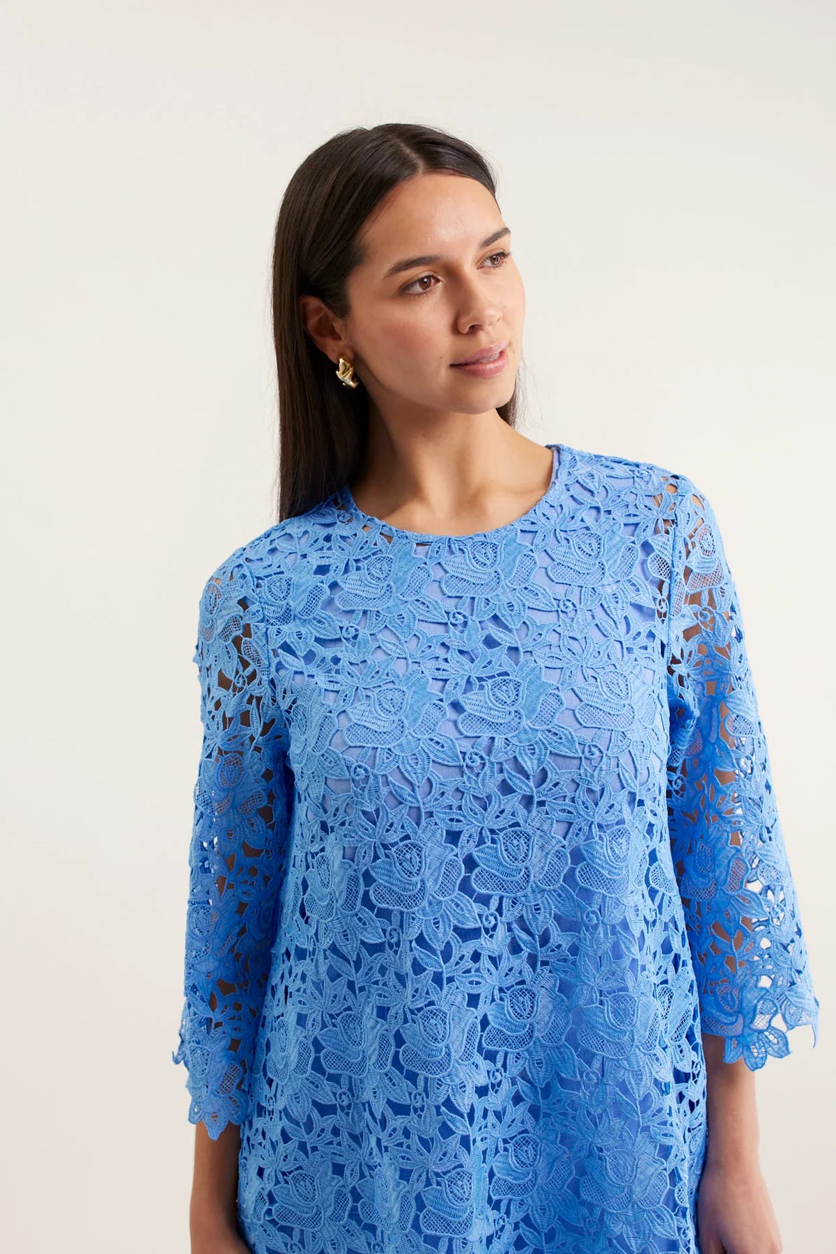 Alessandra I Claire Lace Dress I Cornflower