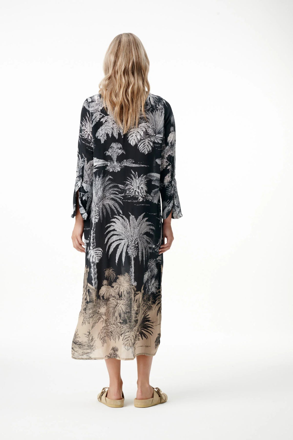 One Season | Long Genie-Midnight Palm Dress | Black