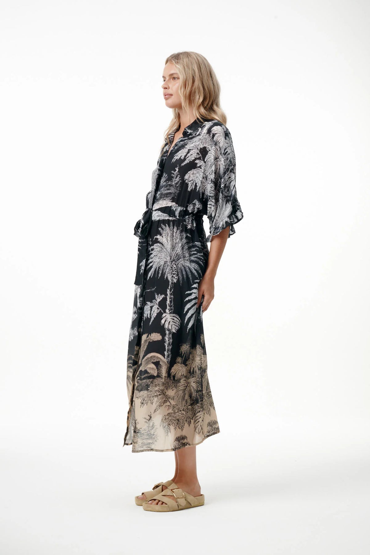 One Season | Jasmine Midnight Palm Dress | Black