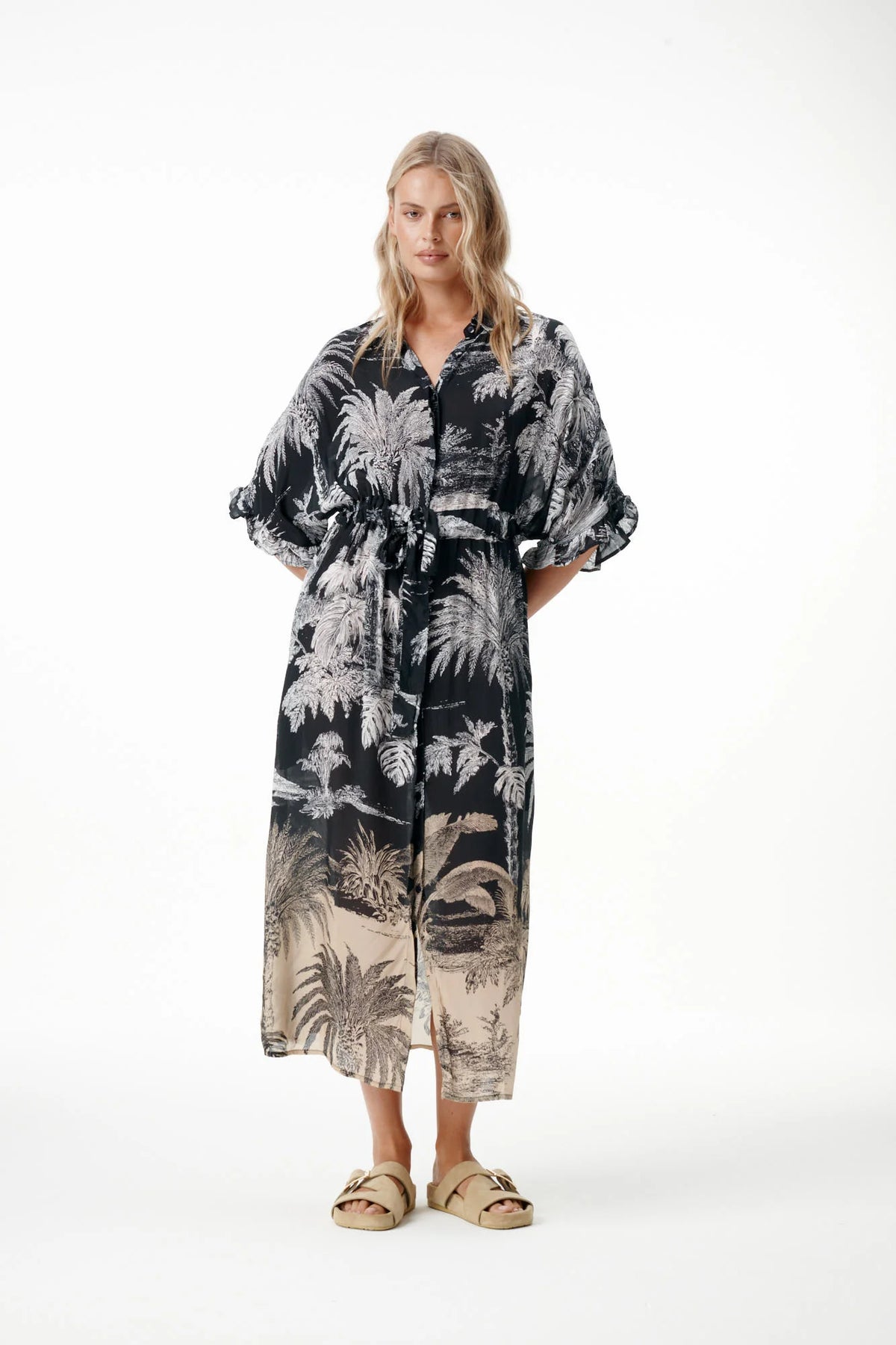 One Season | Jasmine Midnight Palm Dress | Black