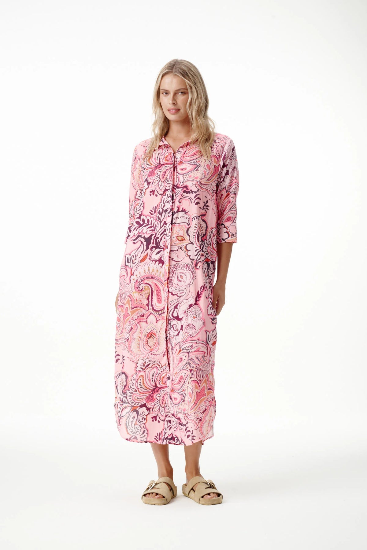 One Season | Long Daisy Cotton Dress | Rosewater Paisley