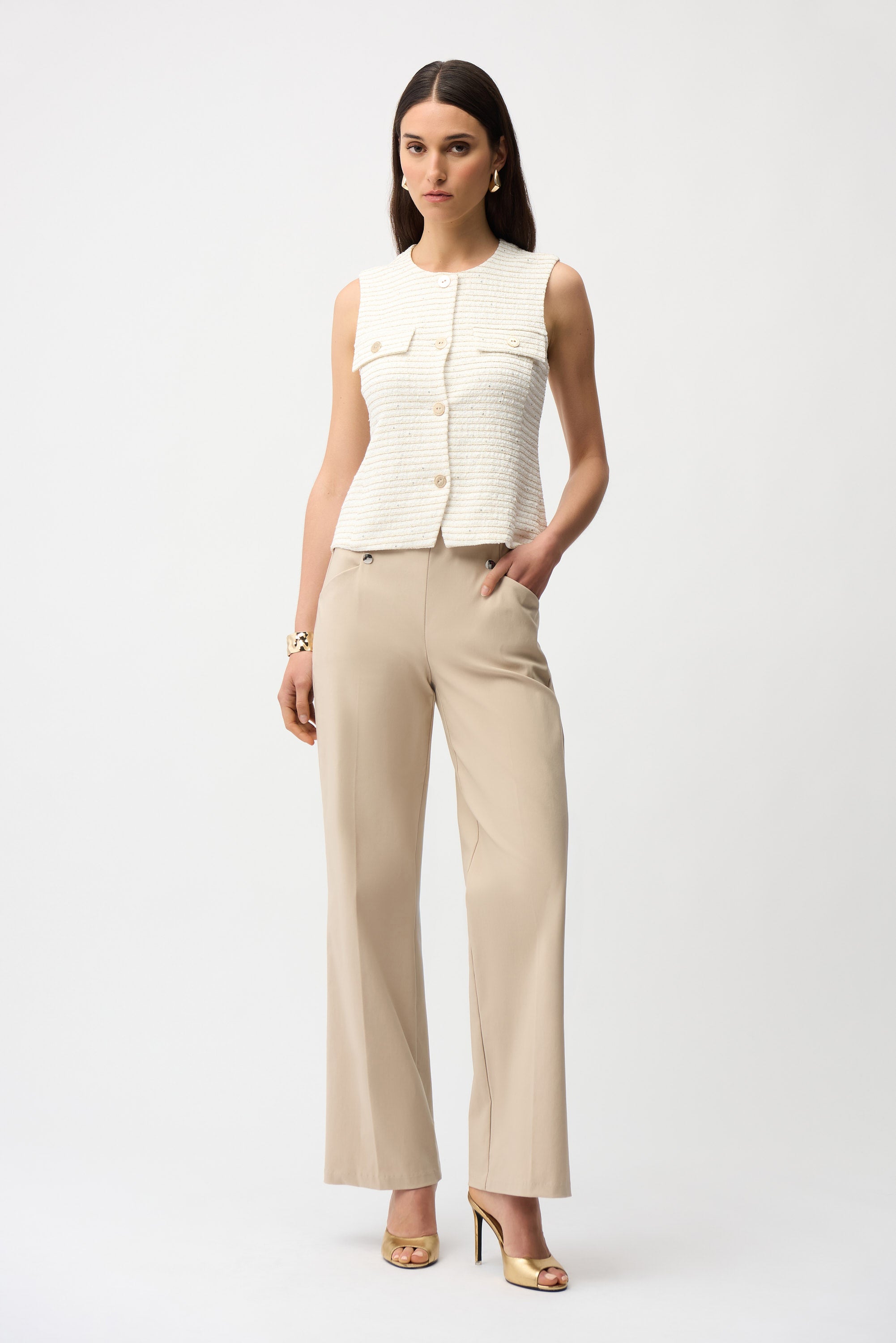 Joseph Ribkoff | Wide Leg Pull On Pants | Parchment