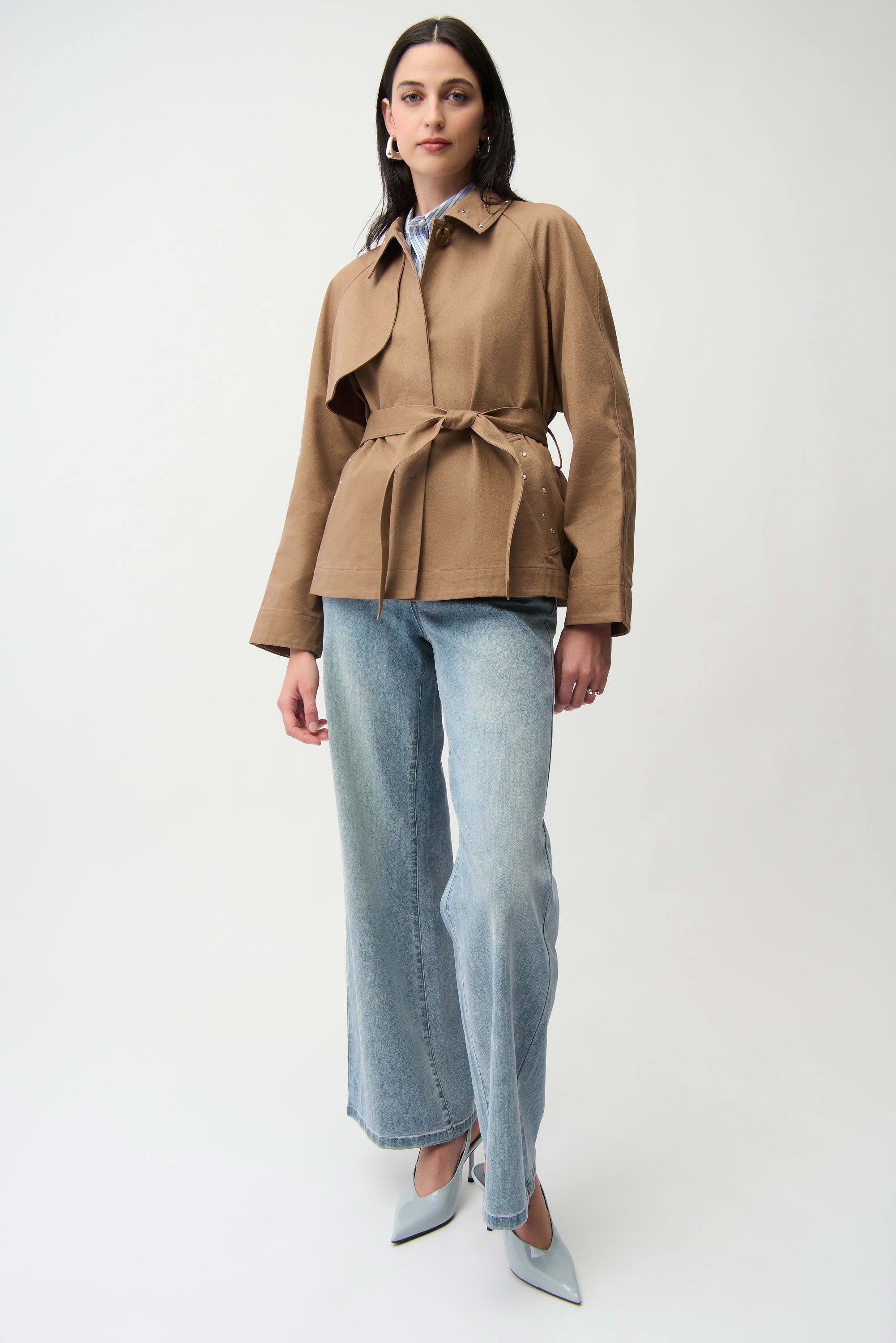 Joseph Ribkoff | Cotton Twill Short Trench with Belt | Tiger's Eye
