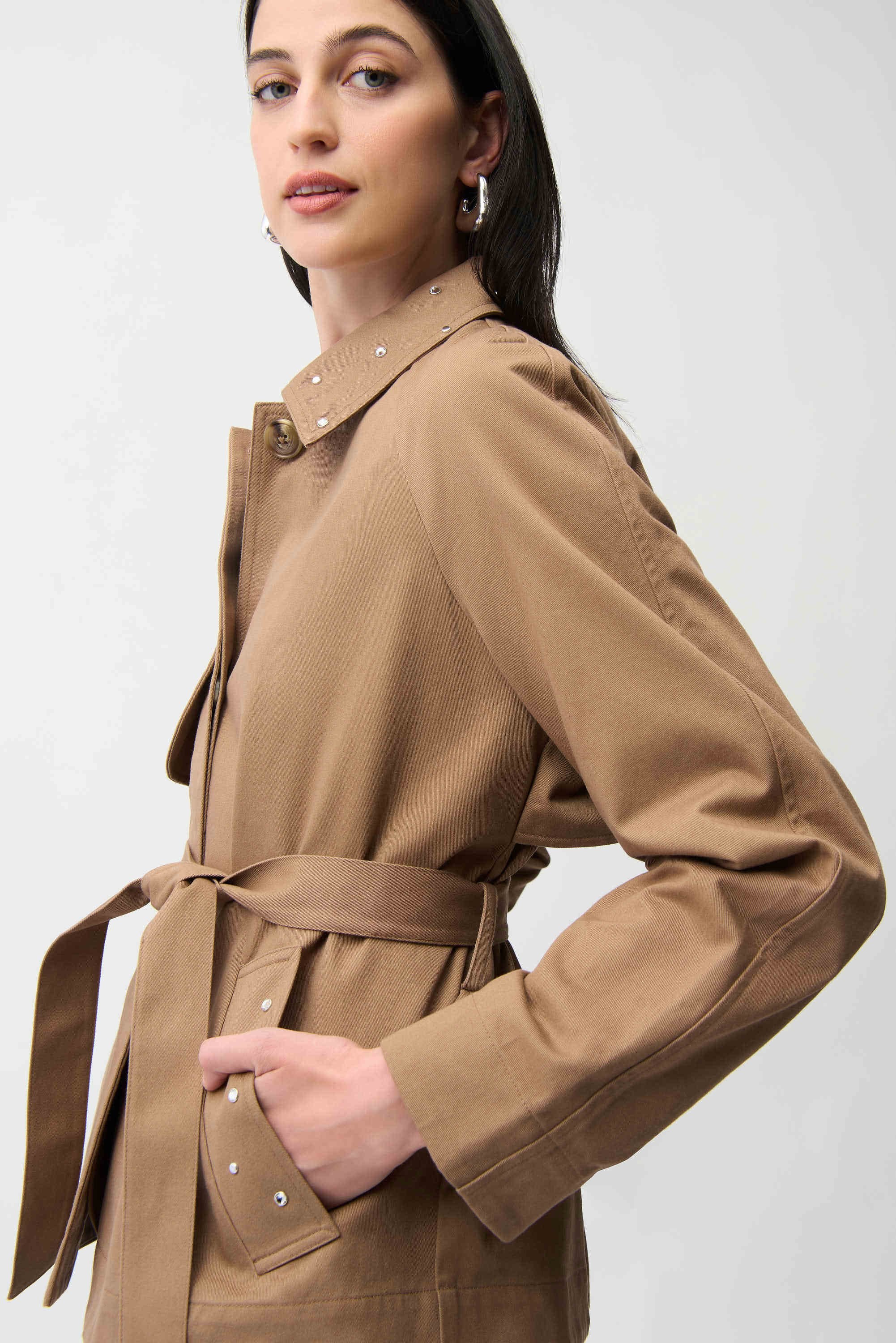 Joseph Ribkoff | Cotton Twill Short Trench with Belt | Tiger's Eye