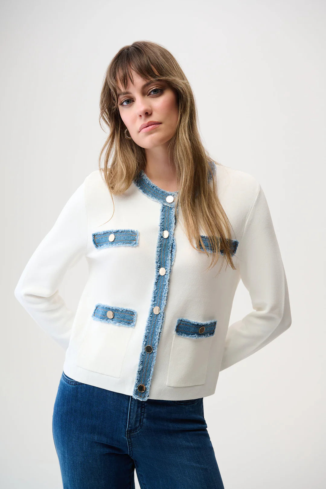 Joseph Ribkoff | Milano Stitch Jacket with Denim Trim