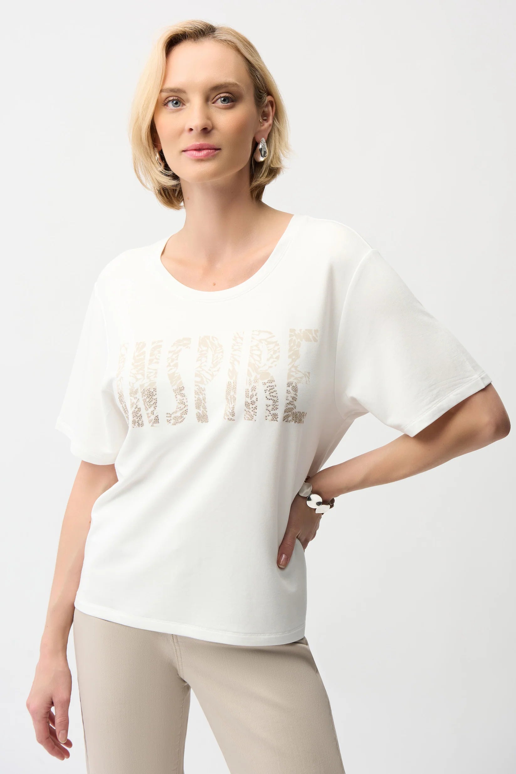 Joseph Ribkoff | T-Shirt with Motive | Beige