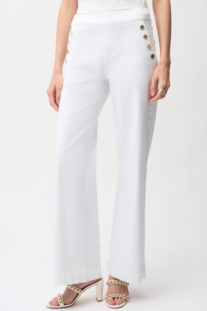 Joseph Ribkoff | Classic Wide Leg Pull Up Jean | White