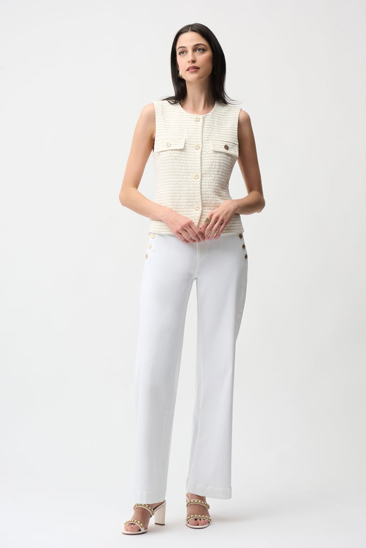 Joseph Ribkoff | Classic Wide Leg Pull Up Jean | White