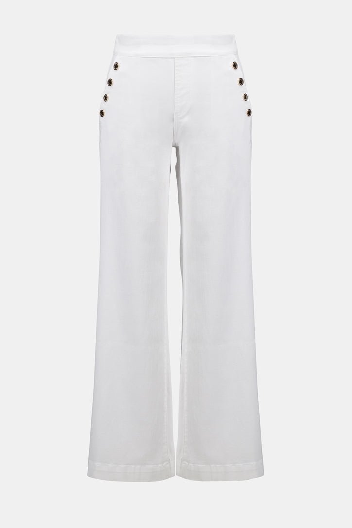 Joseph Ribkoff | Classic Wide Leg Pull Up Jean | White
