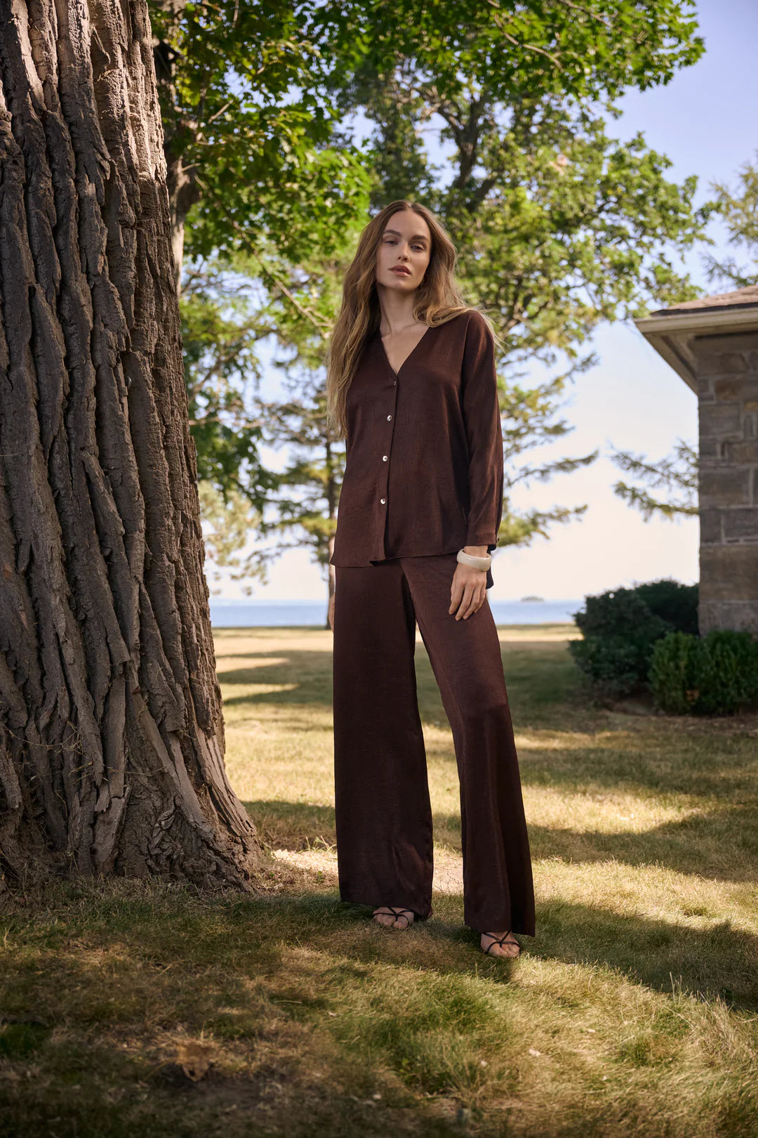Joseph Ribkoff | Wide Leg with Drawstring Pants | Mahogany