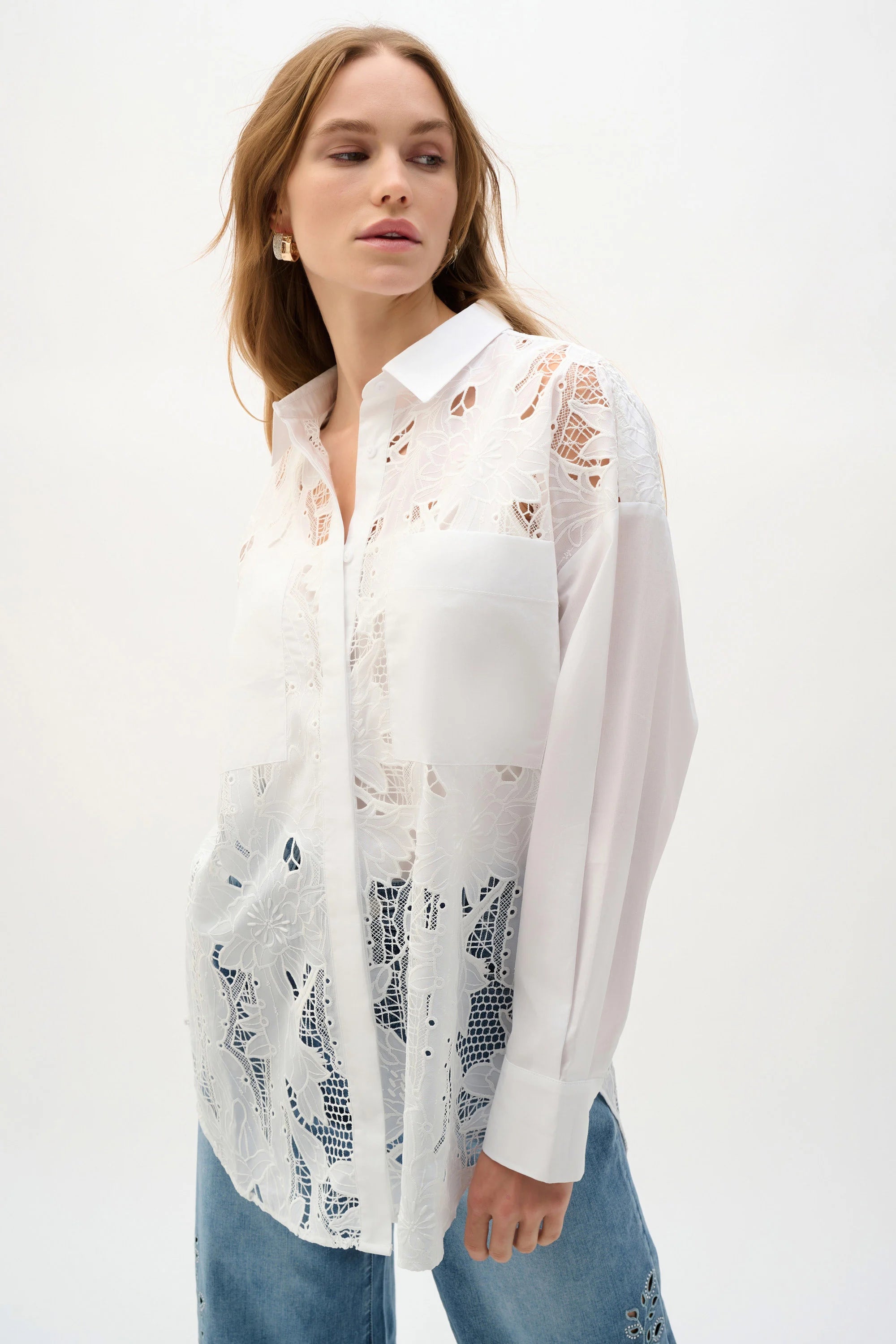 Joseph Ribkoff I Embroidered Blouse I White