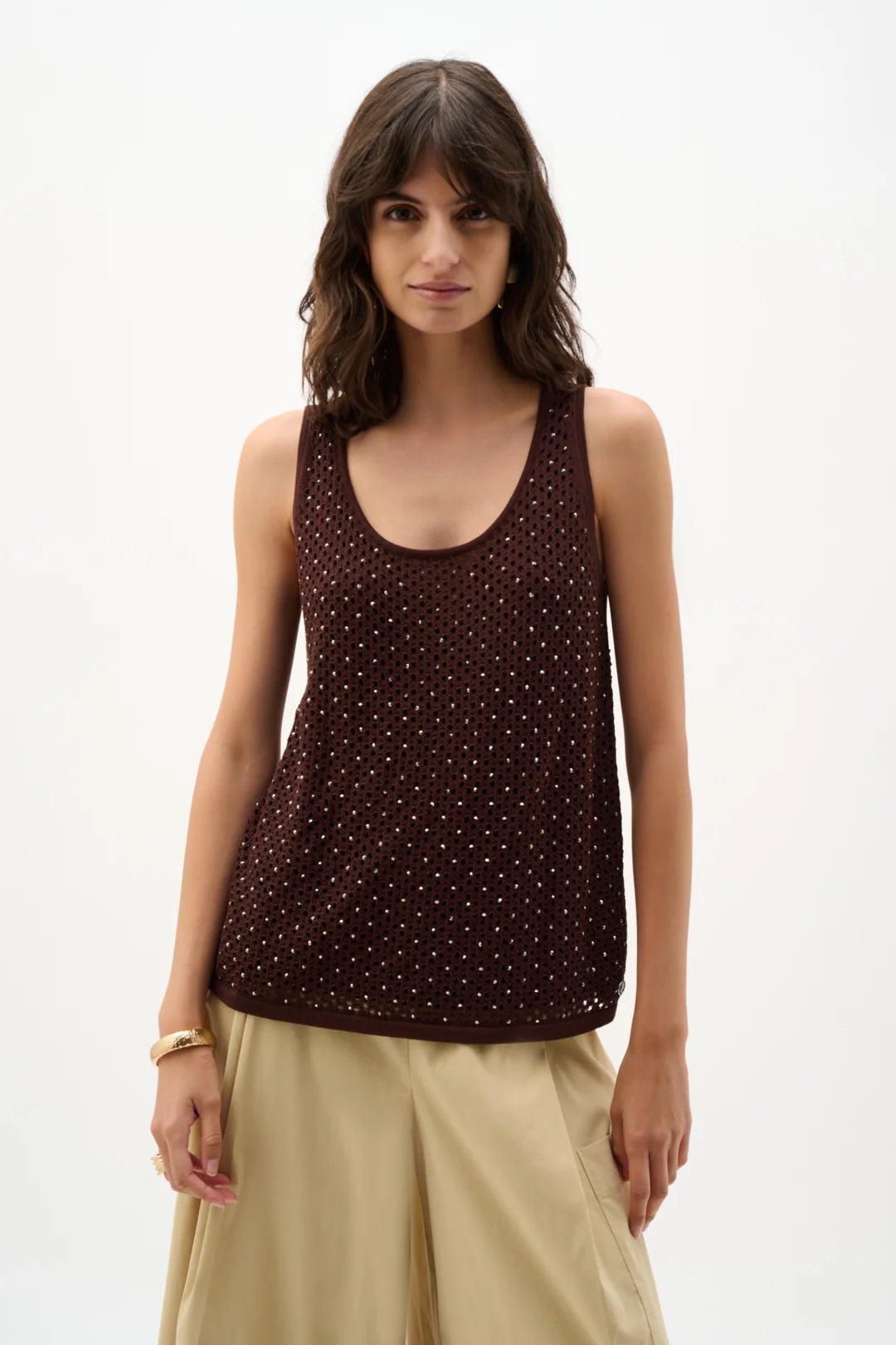 Joseph Ribkoff | Embellished Knit Camisole | Mahogany