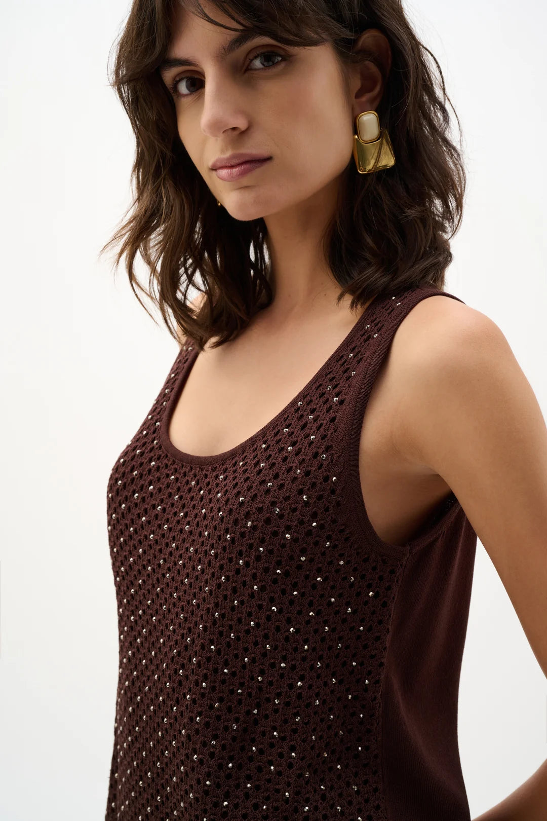 Joseph Ribkoff | Embellished Knit Camisole | Mahogany