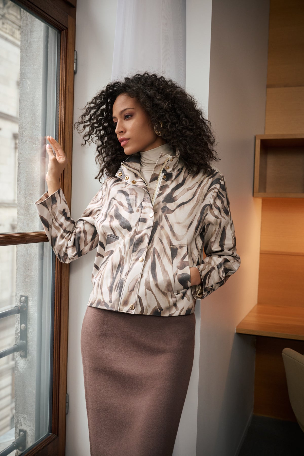 Joseph Ribkoff | Zip Front Casual Jacket | Animal Print