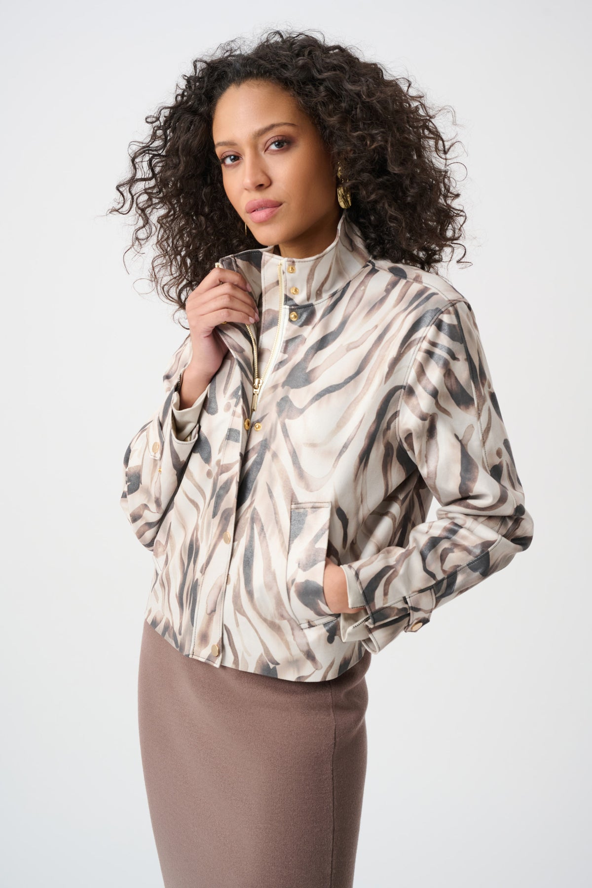 Joseph Ribkoff | Zip Front Casual Jacket | Animal Print