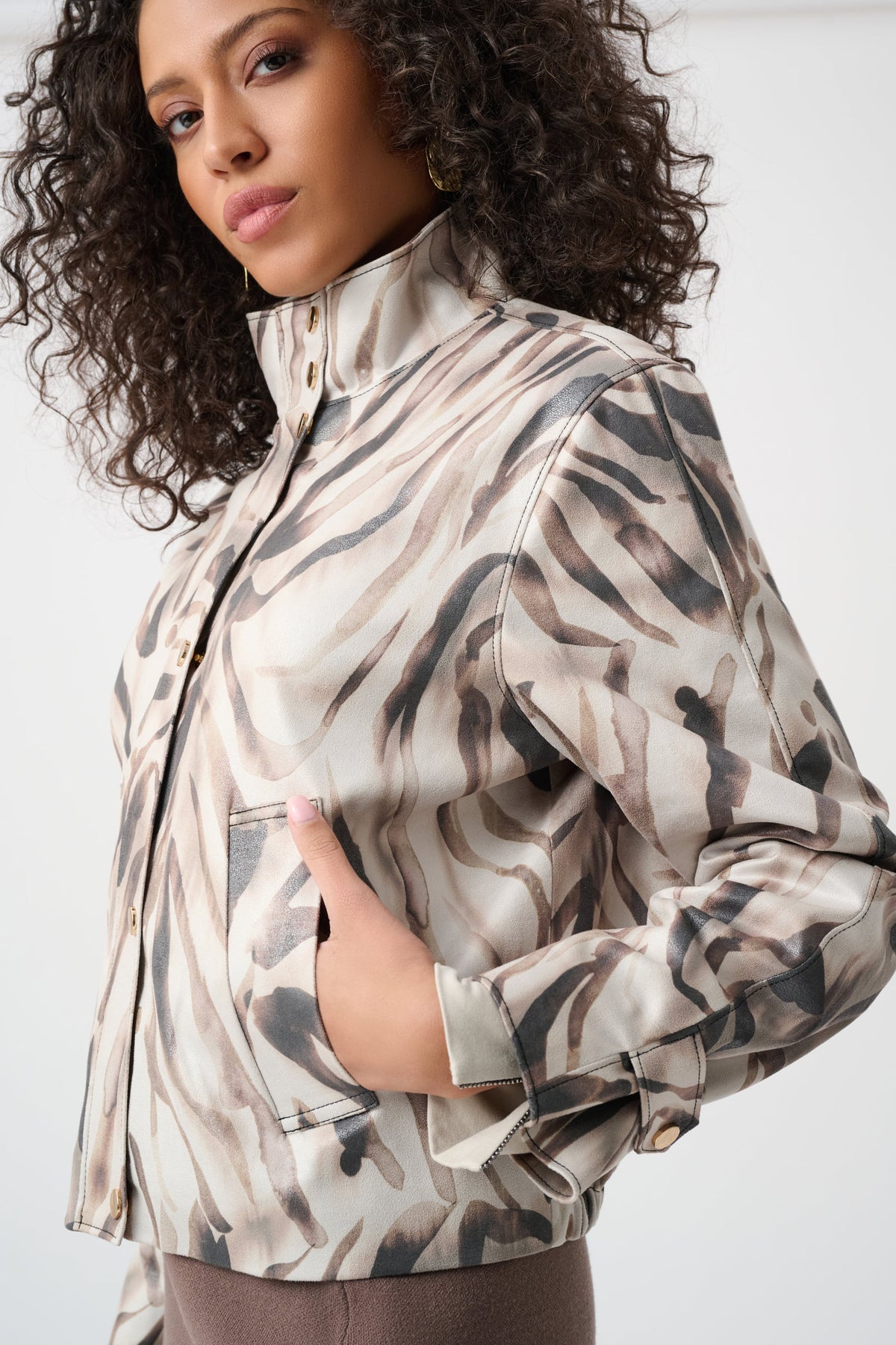 Joseph Ribkoff | Zip Front Casual Jacket | Animal Print