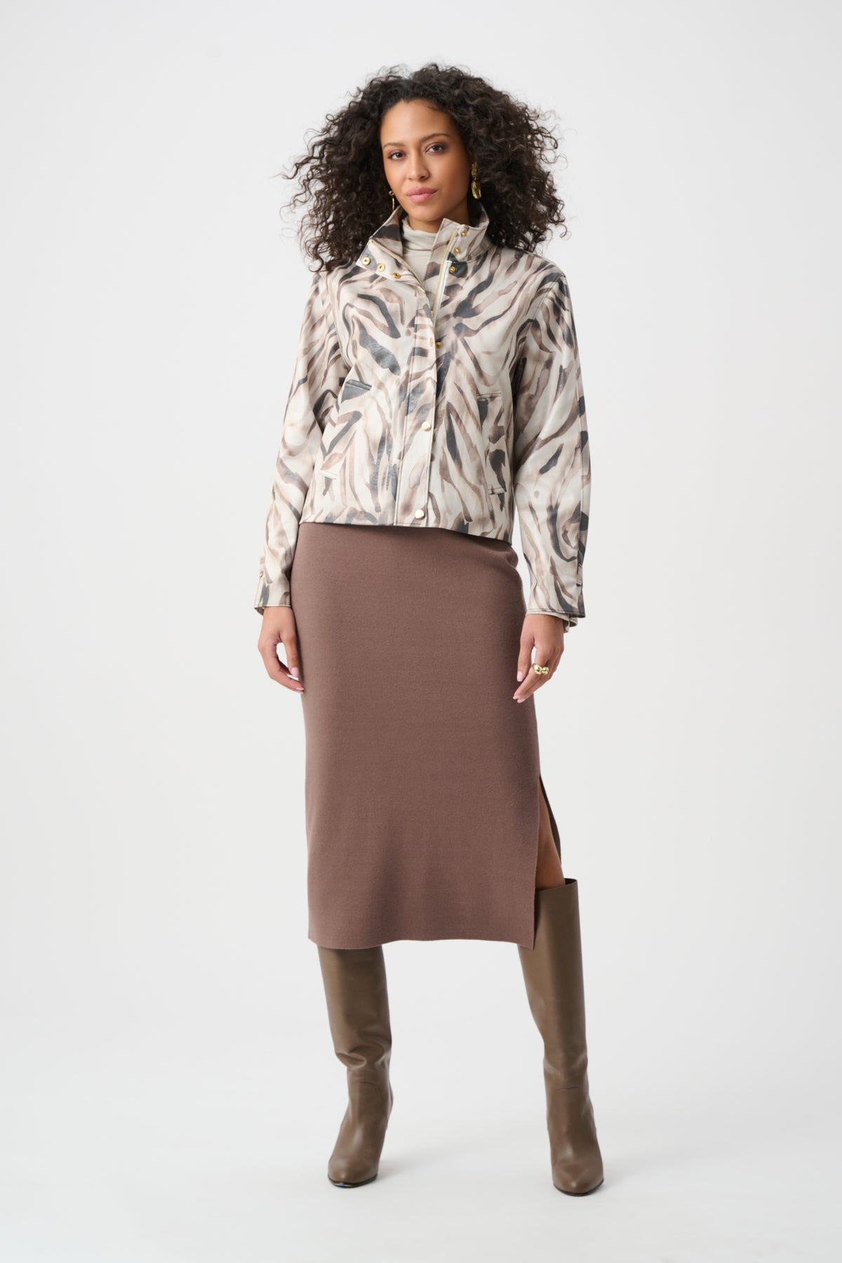 Joseph Ribkoff | Zip Front Casual Jacket | Animal Print