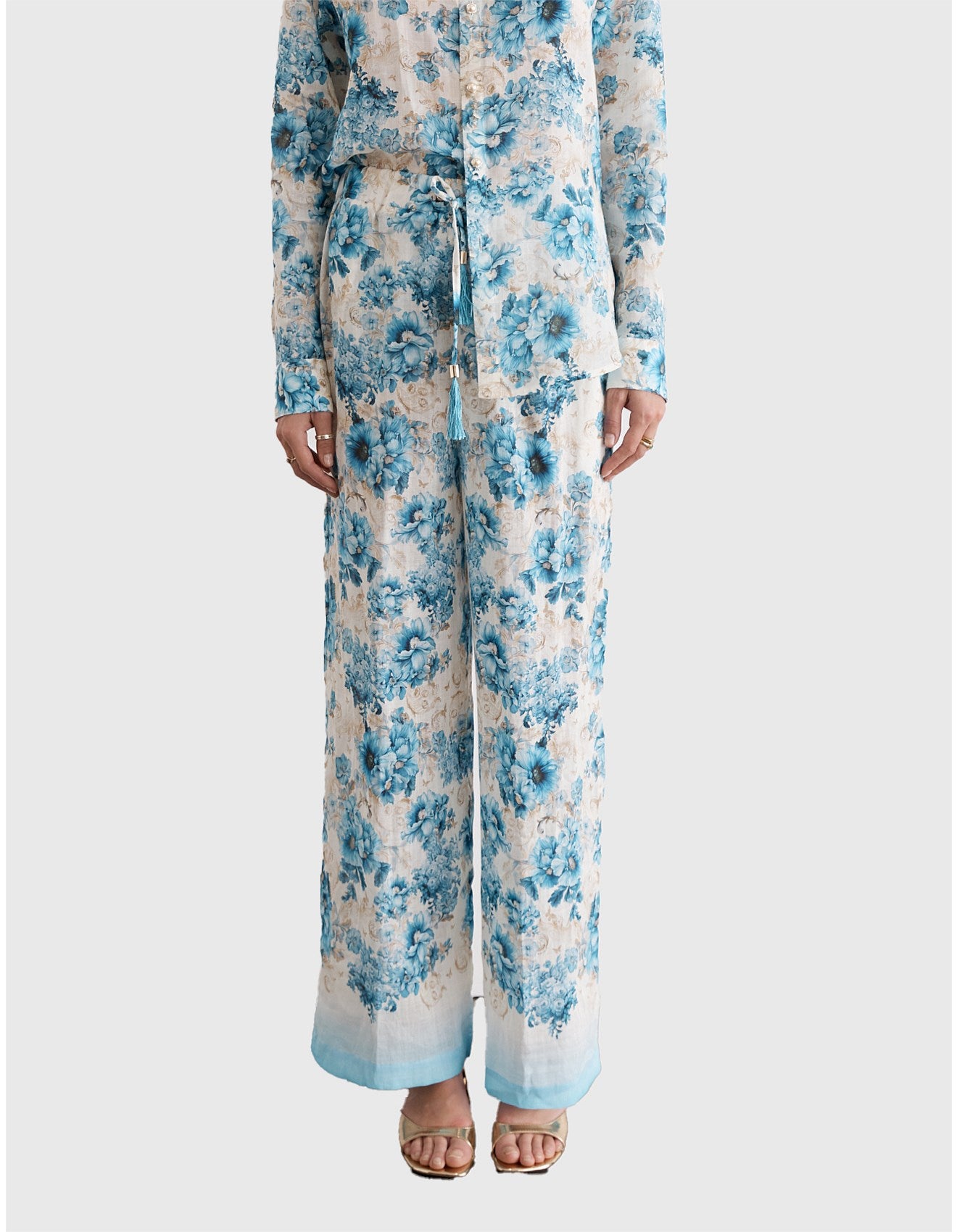 Aqua Blu I Lexi Pants I Blue Floral