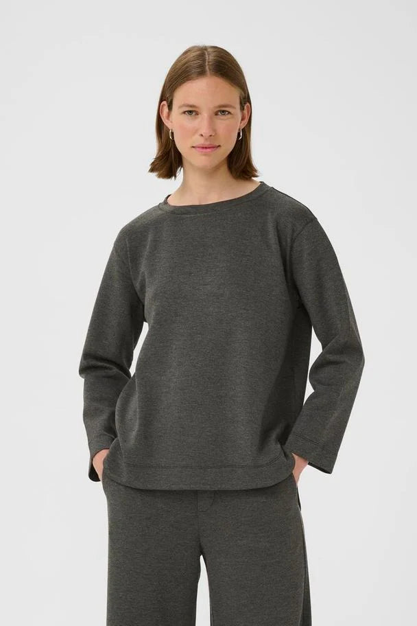 InWear | Gincent Melange Crewneck Top | Dark Grey Melange