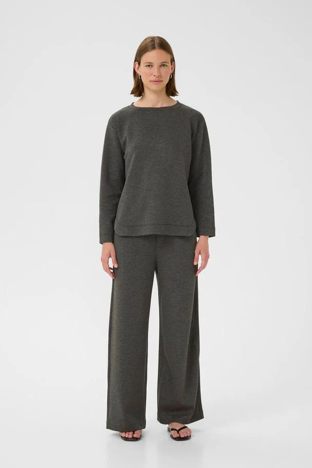 InWear | Gincent Melange Crewneck Top | Dark Grey Melange
