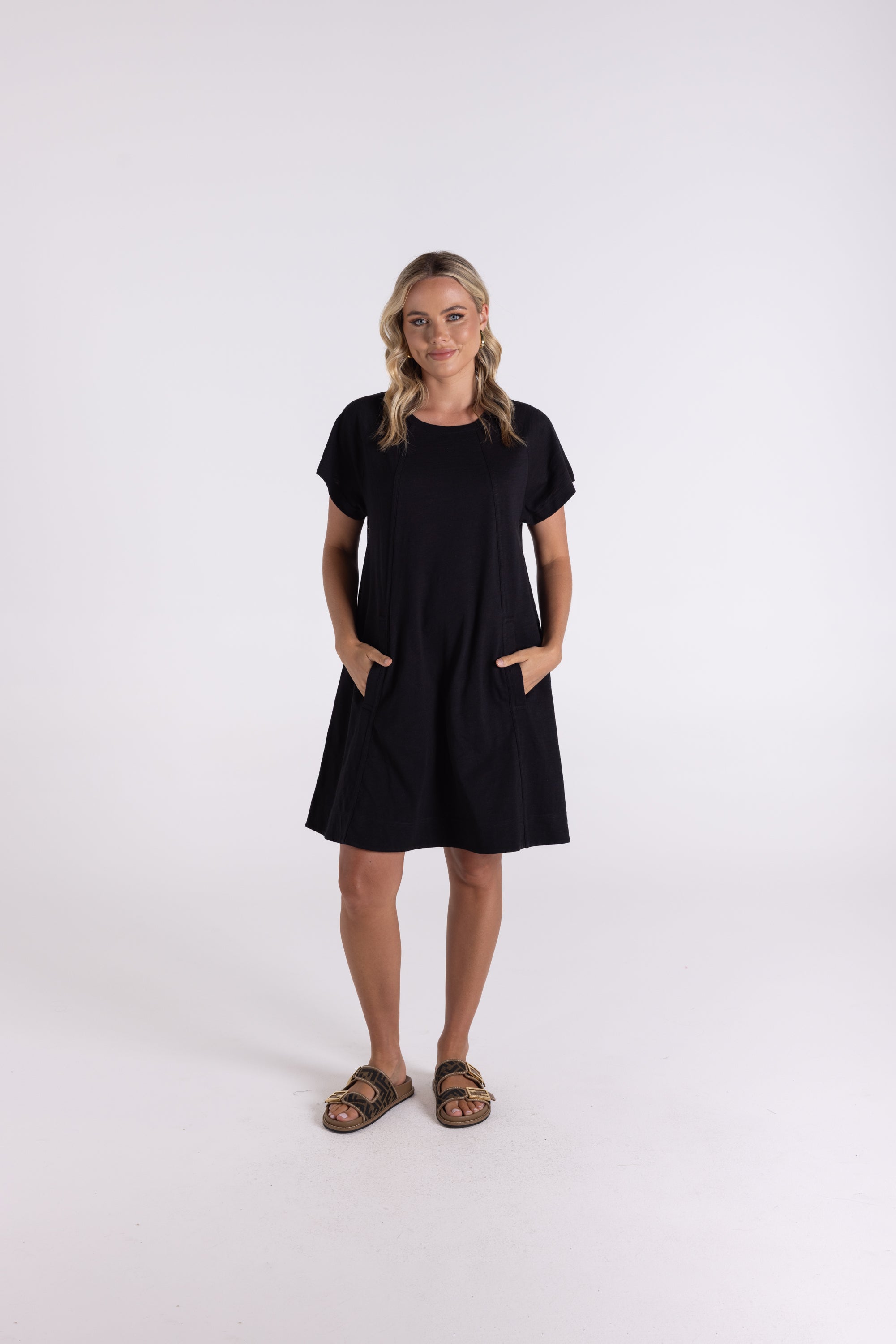 Two T's | Jersey T-Shirt Dress | Black
