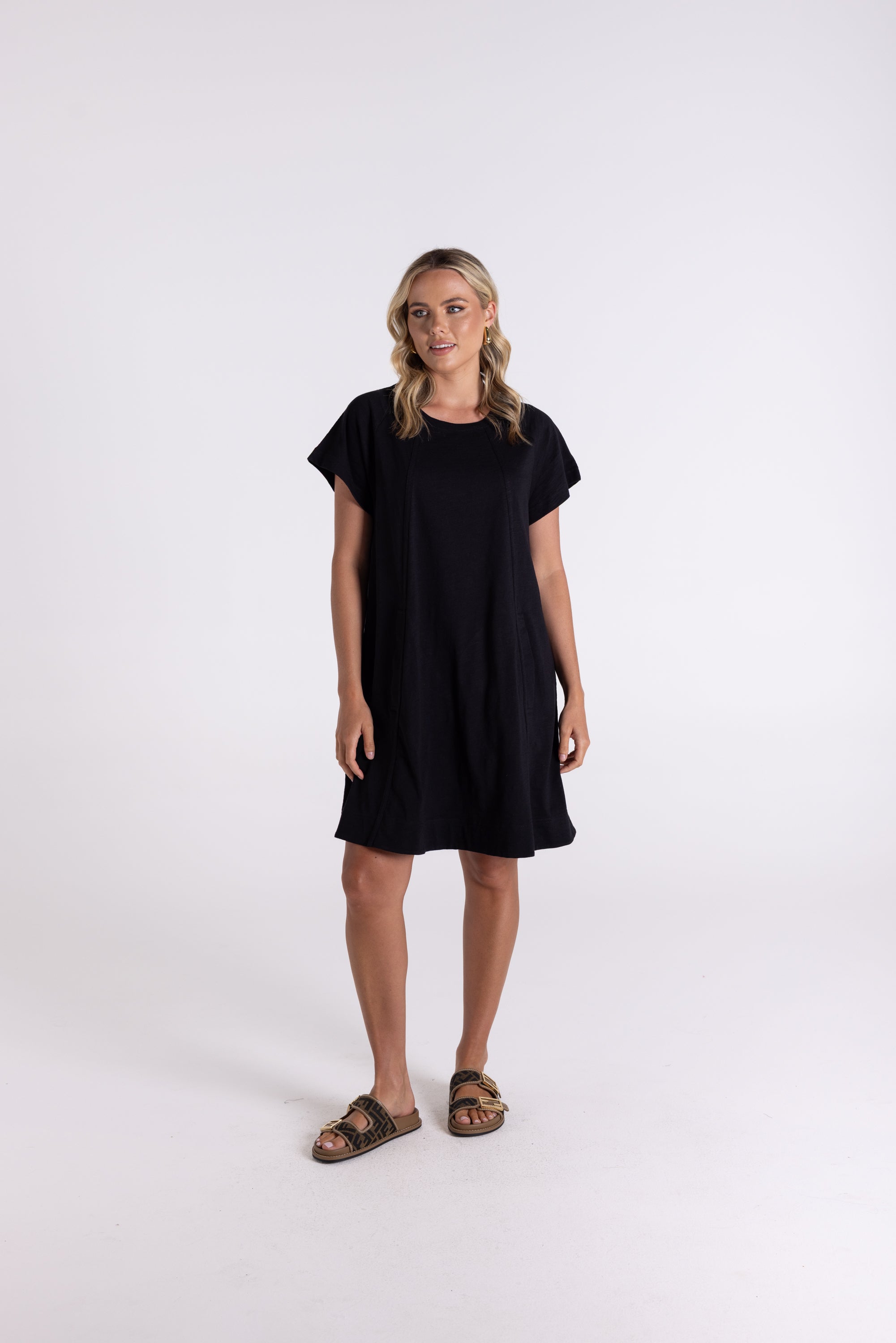 Two T's | Jersey T-Shirt Dress | Black