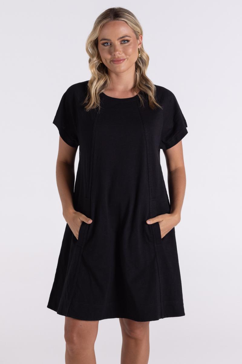 Two T's | Jersey T-Shirt Dress | Black