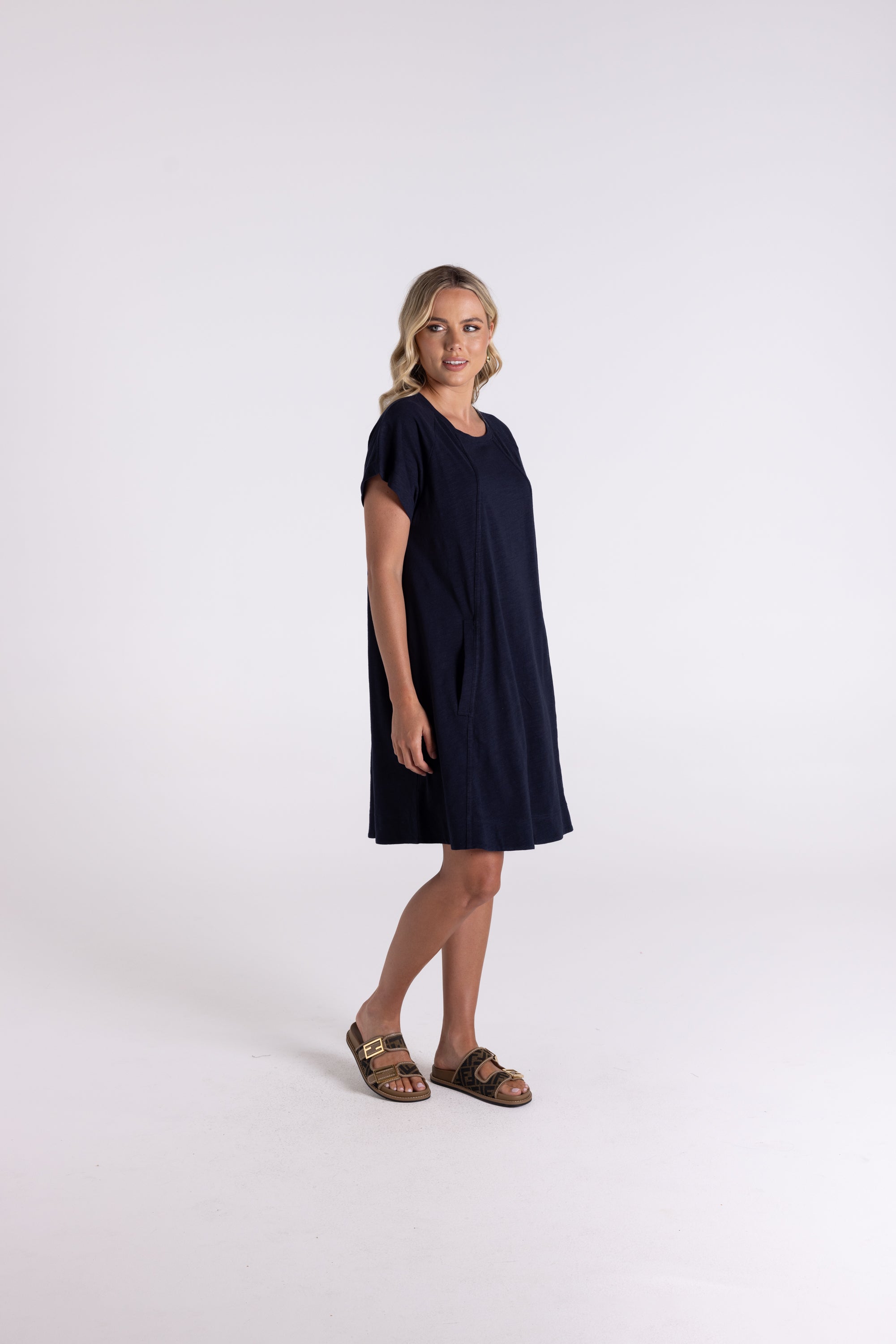 Two T's | Jersey T-Shirt Dress | Navy