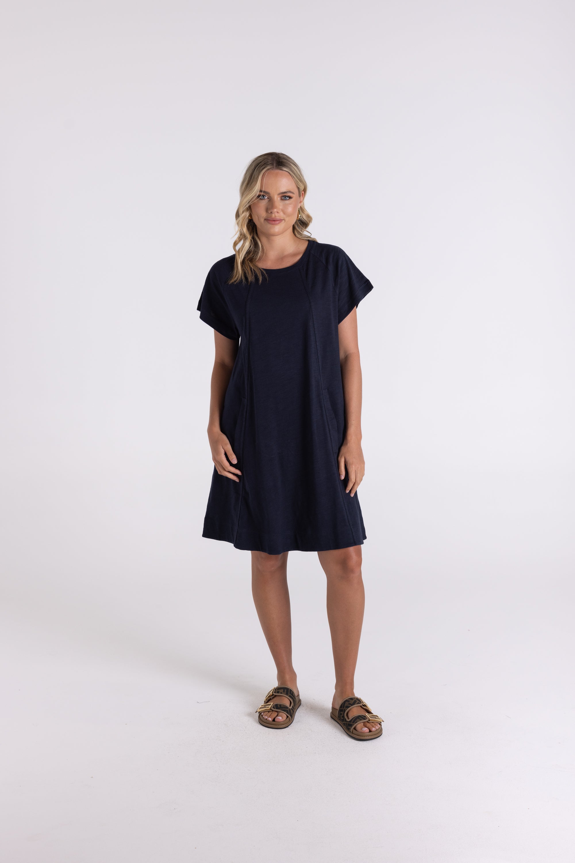 Two T's | Jersey T-Shirt Dress | Navy